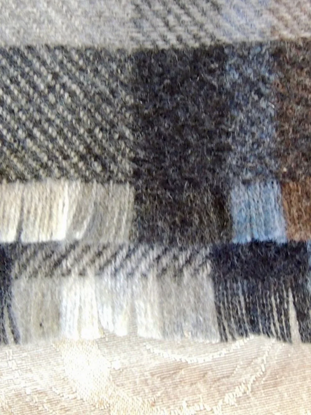 Bruno Magli Blue & Gray Mixed Weave Plaid Cashmere Scarf OS NWT